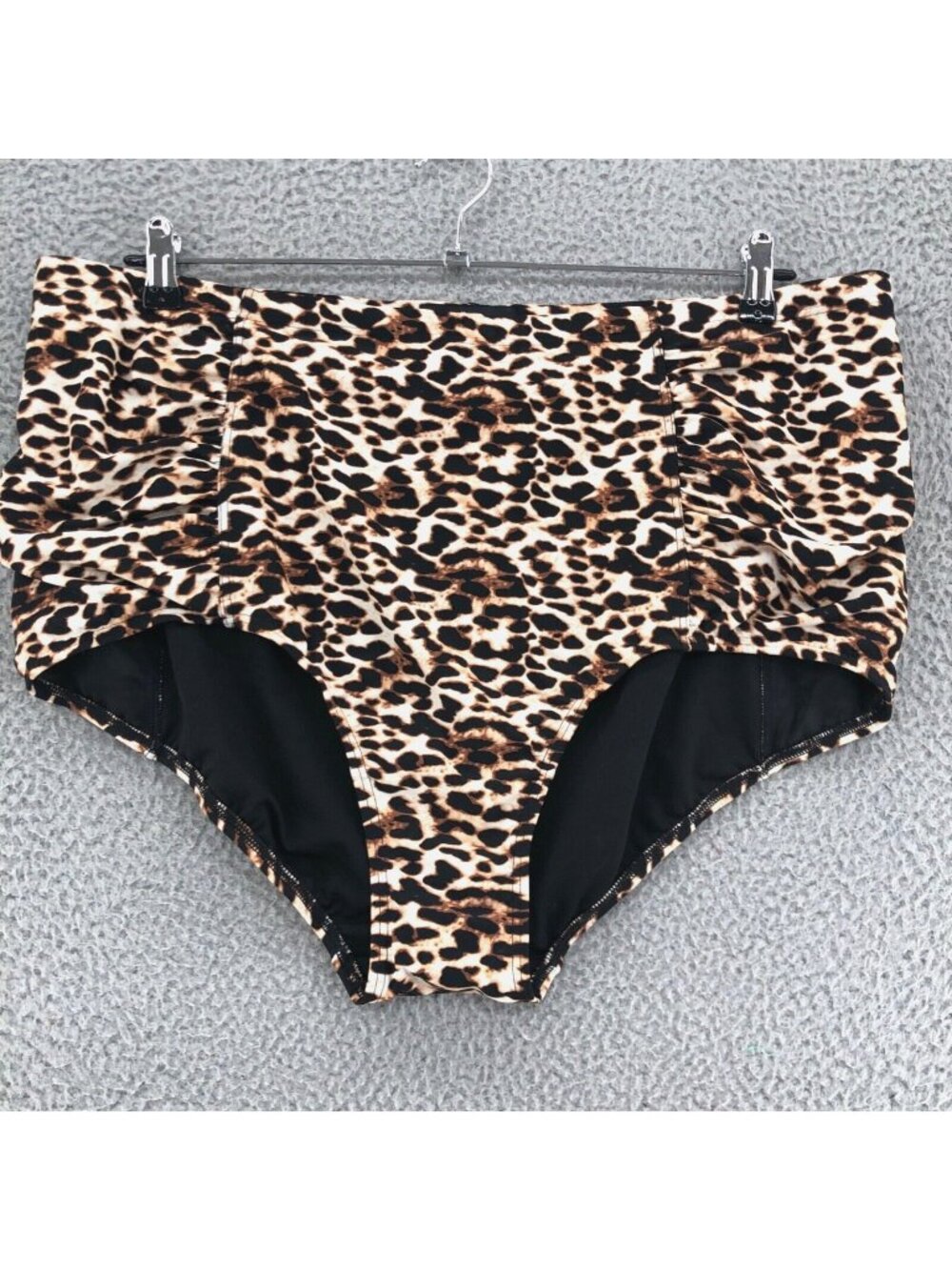 Ellos Swimsuit Womens 26 Leopard Print Bottoms Ruched Tummy Control High Rise